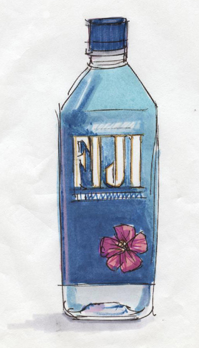 5-minute marker sketch of bottled water