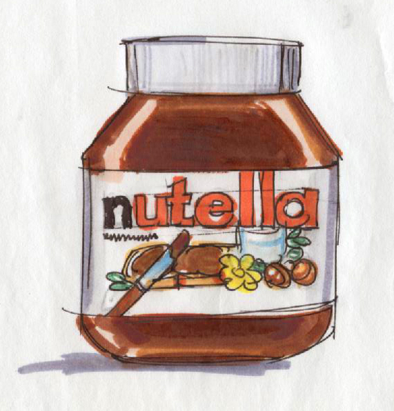 5-minute marker sketch of Nutella jar